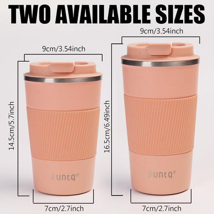 SUNTQ Kaffeebecher to go Thermo Edelstahl 510ml - Koral Rosa Isoliert