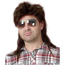 Braune Vokuhila Mullet Perücke Herren Lang Synthetisch für Cosplay
