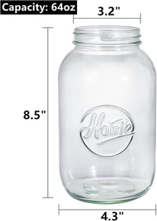 Peohud 3 Stück Mason Jars 2L Einmachgläser breite