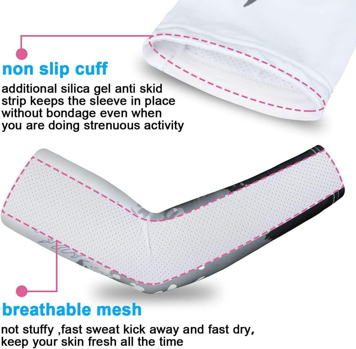 Arm Sleeves UV-Schutz UPF 50 Rutschfest Laufen Golf Basketball