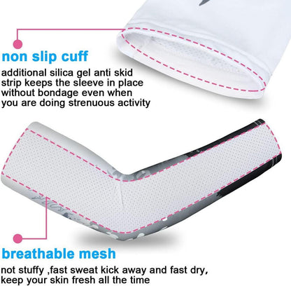 Arm Sleeves UV-Schutz UPF 50 Rutschfest Laufen Golf Basketball