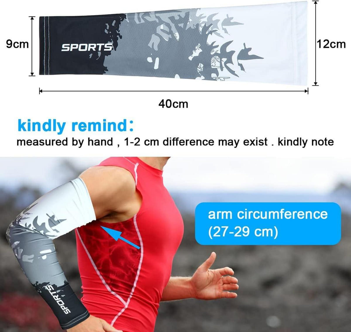 Arm Sleeves UV-Schutz UPF 50 Rutschfest Outdoor Laufen Golf
