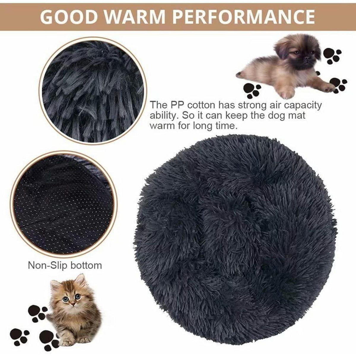Flauschiges Hundebett Orthopädisch Grün Ø 110cm