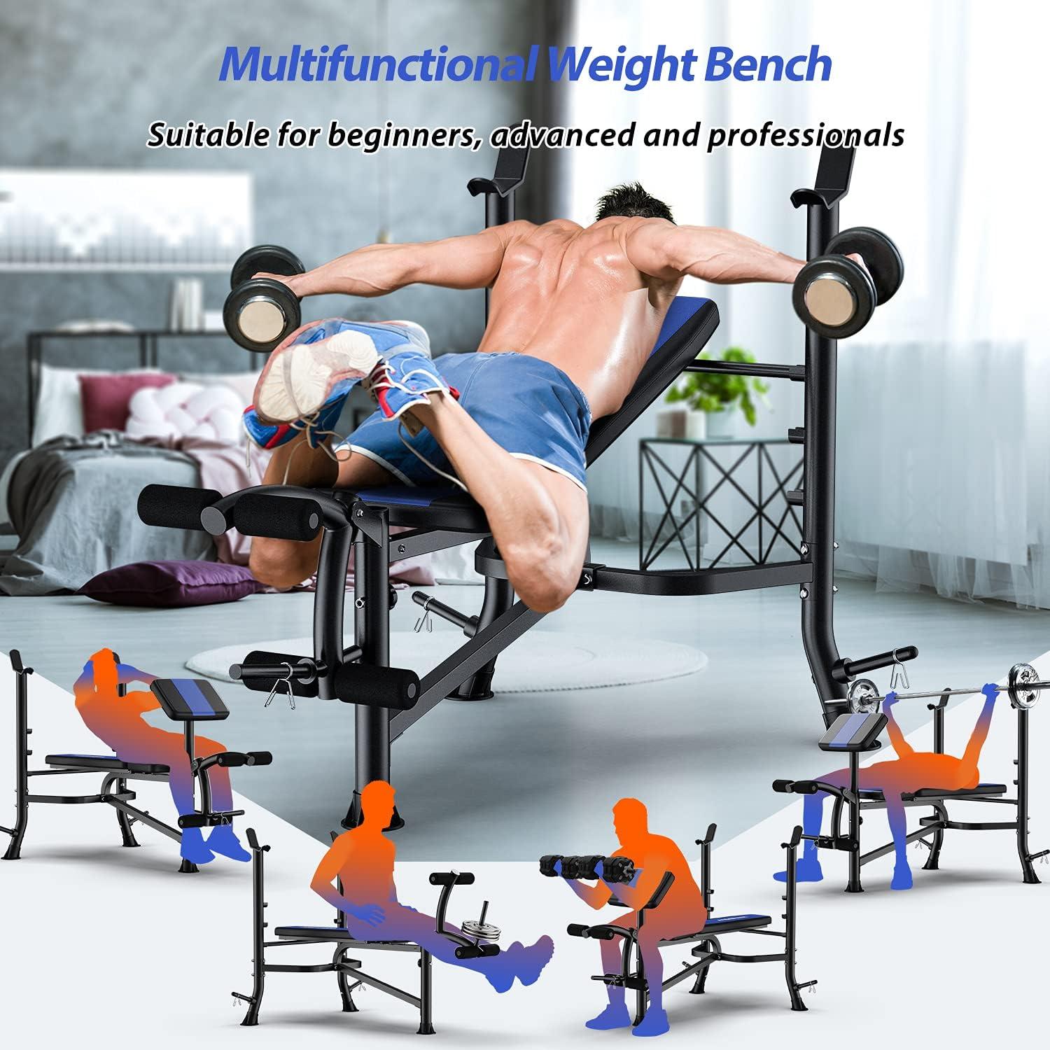 Verstellbare Hantelbank mit Beinstrecker und Preacher Curl