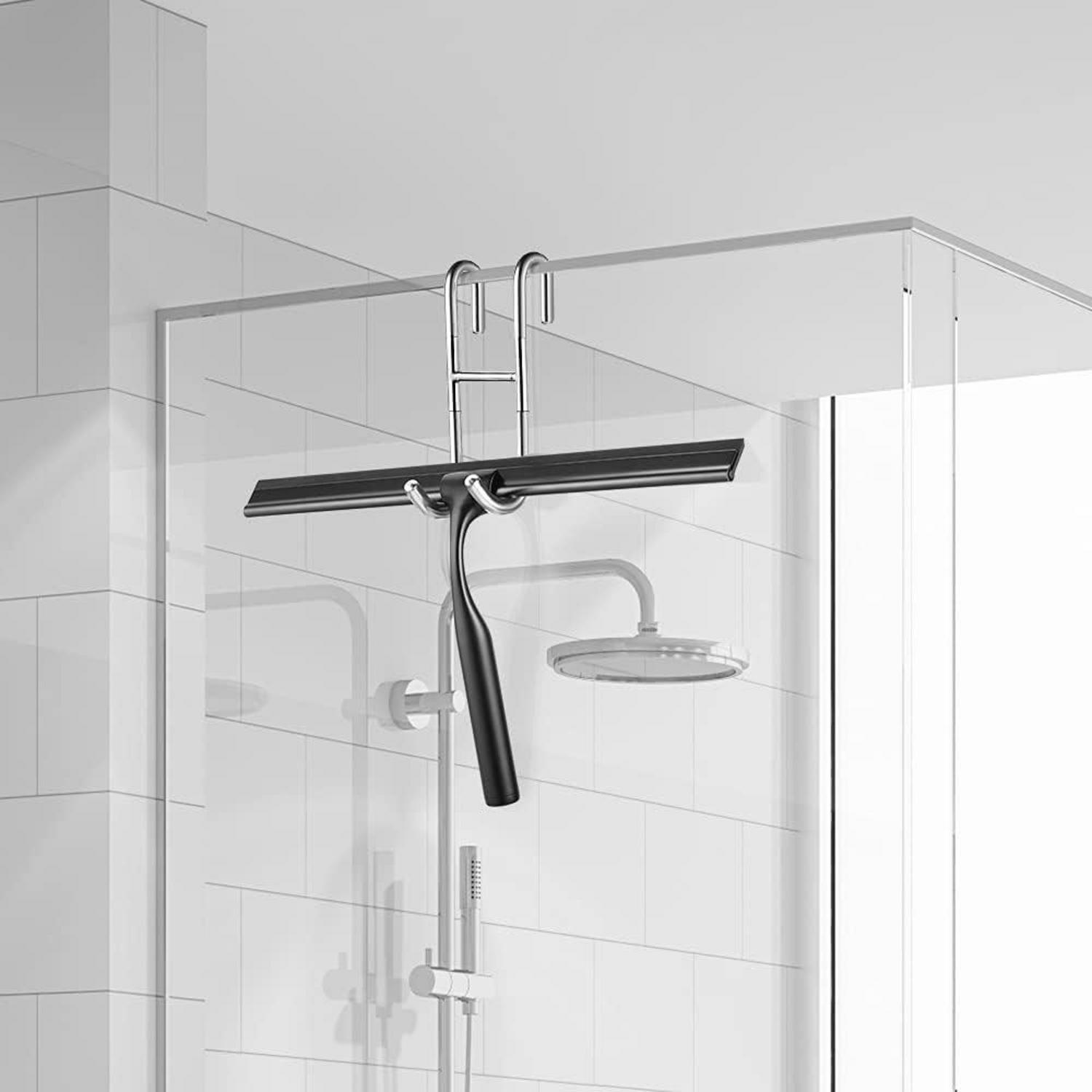 Duschwischer Edelstahl verlängert 31cm Schwarz ohne Bohren mit