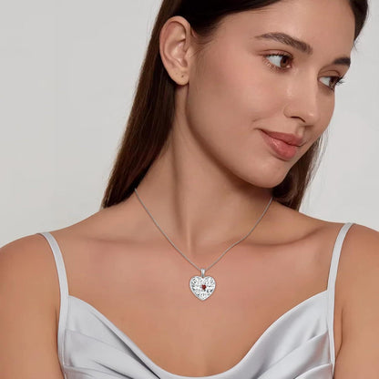 Herz Foto Medaillon Kette Damen 925 Sterling Silber Schutzengel Granat