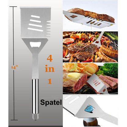 Grillbesteck Set Edelstahl 21-teilig BBQ Zubehör Männer