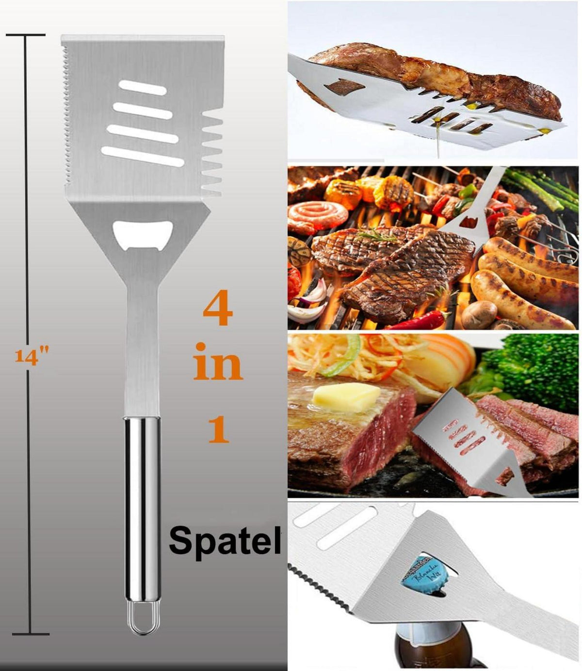 Grillbesteck Set Edelstahl 21-teilig BBQ Zubehör Männer