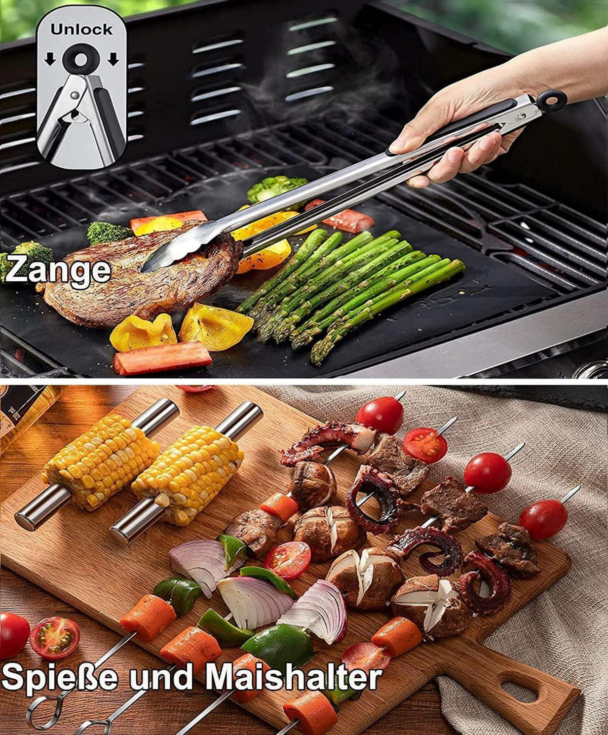 Grillbesteck Set 21 teilig BBQ Zubehör Edelstahl Männer Geschenk