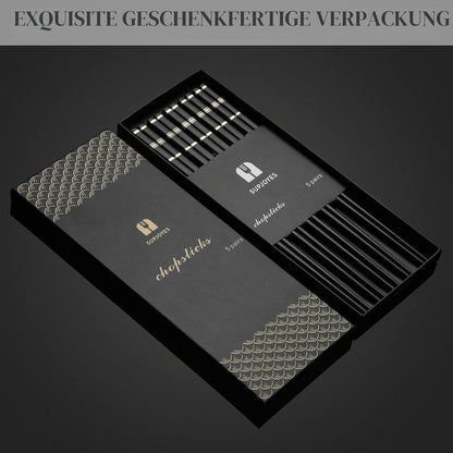 Wiederverwendbare Fiberglas Essstäbchen Set - 5 Paar, Spülmaschinenfest