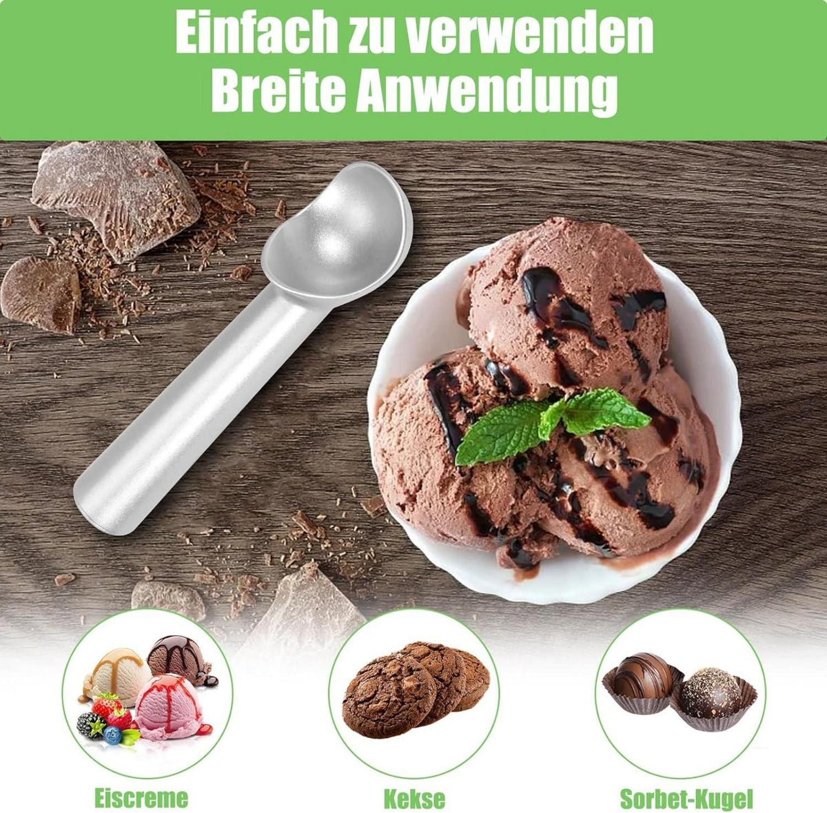 Eisportionierer Antihaft-Aluminium-Eiskugelportionierer 18cm Design