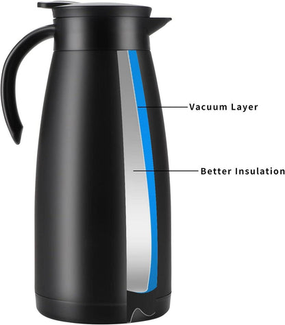 Isolierkanne Edelstahl Thermoskanne doppelwandig 1,5L Schwarz