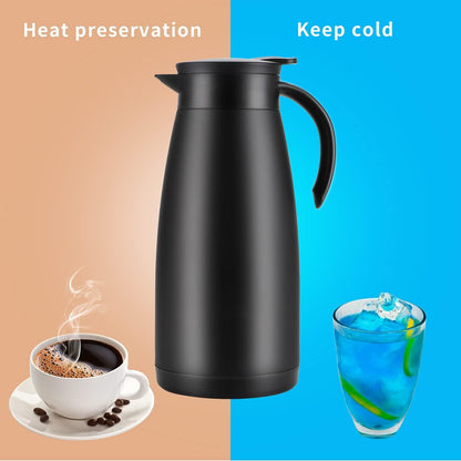 Isolierkanne 1,5L Edelstahl Vakuum Thermoskanne Kaffeekanne Tee Schwarz