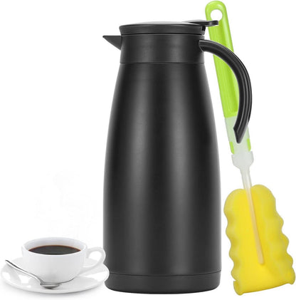 Isolierkanne Edelstahl Thermoskanne doppelwandig 1,5L Schwarz