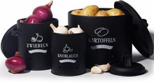 Set Kartoffel Vorratsdosen Retro Design Zwiebeltopf Schwarz