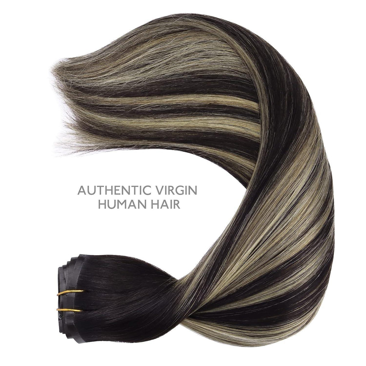 Echthaar Clip-In Extensions Balayage Schwarz-Blond 35cm