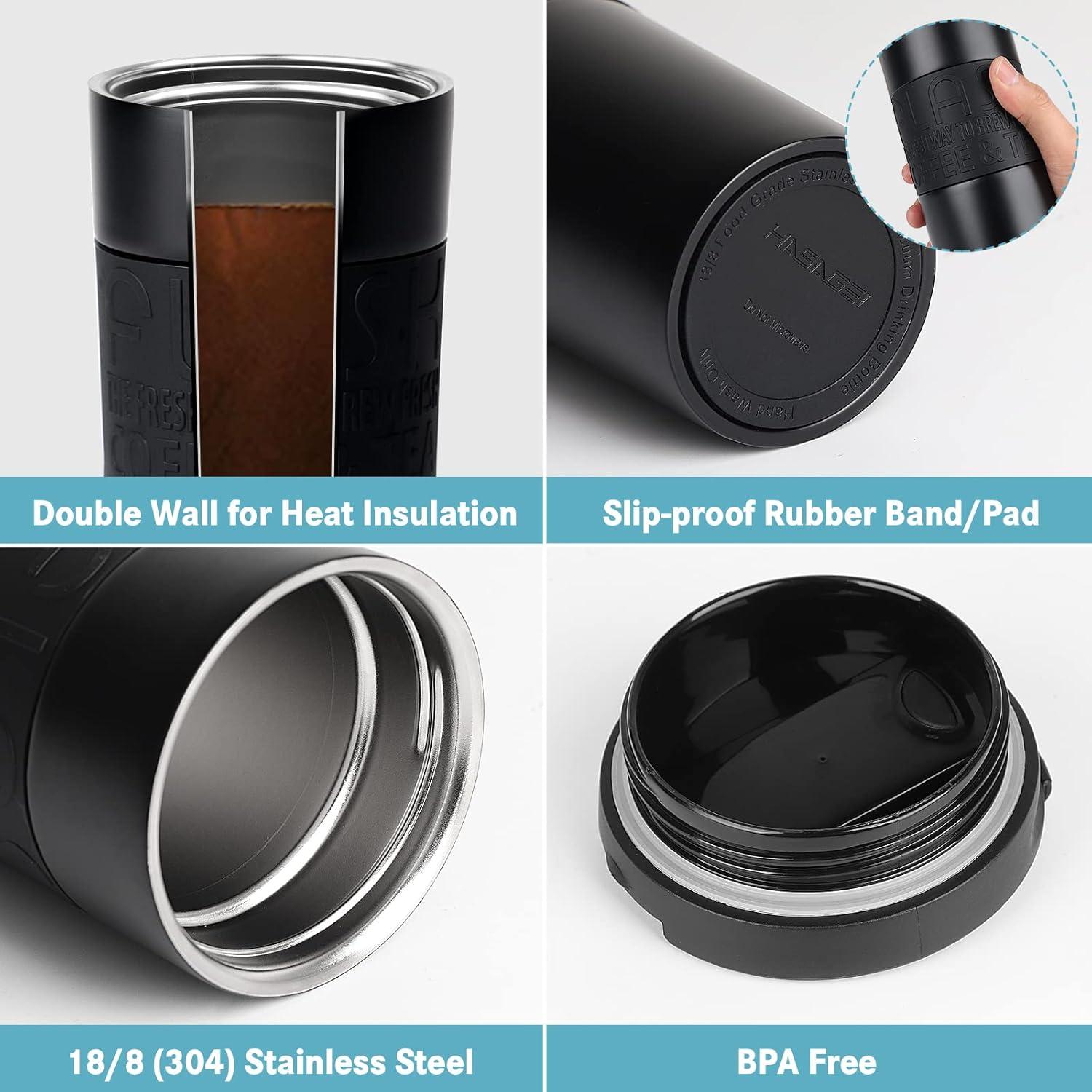 Isolierter Kaffeebecher 550ml BPA-frei auslaufsicher Schwarz