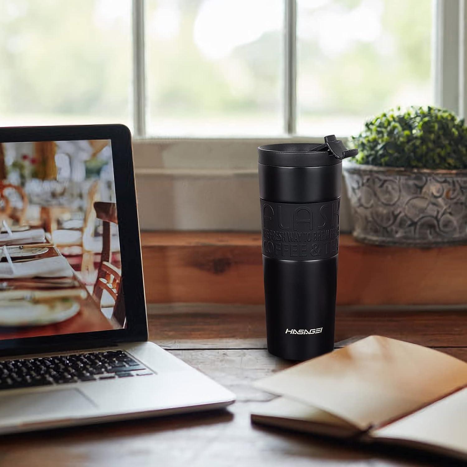 Isolierter Kaffeebecher 550ml BPA-frei auslaufsicher Schwarz