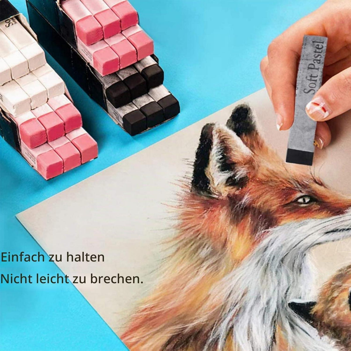 6x Weiche Pastellkreide Set Schwarz Rosa Weiß