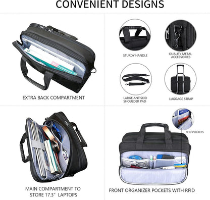 VANKEAN Laptoptasche 17,3 Zoll Premium Umhängetasche Schwarz