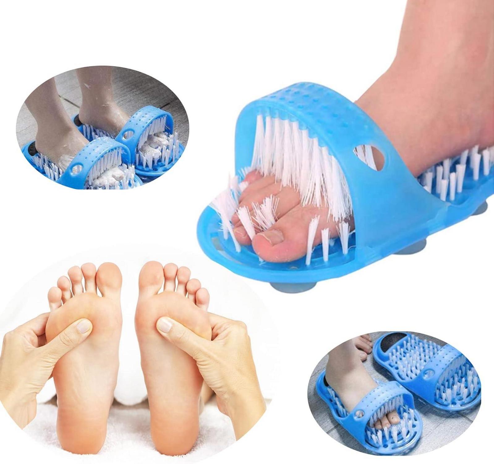 2x Fußbürste Fußreiniger mit Saugnapf für Dusche Spa Massage Blau