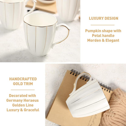 Goldverziertes Bone-China-Kaffeebecher-Set 4er-Set