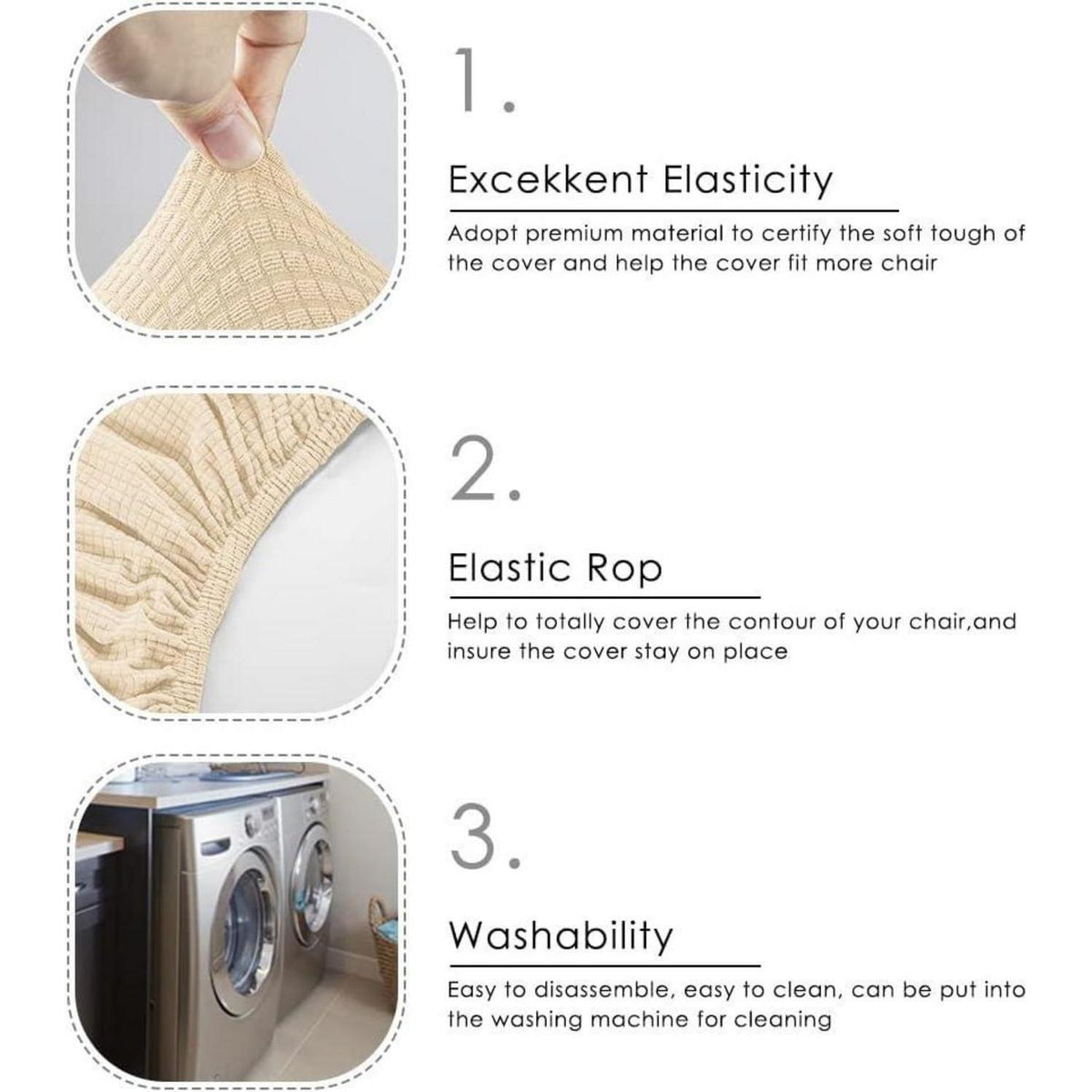 Stuhlhussen 2er-Set Stretchbezüge XL Beige