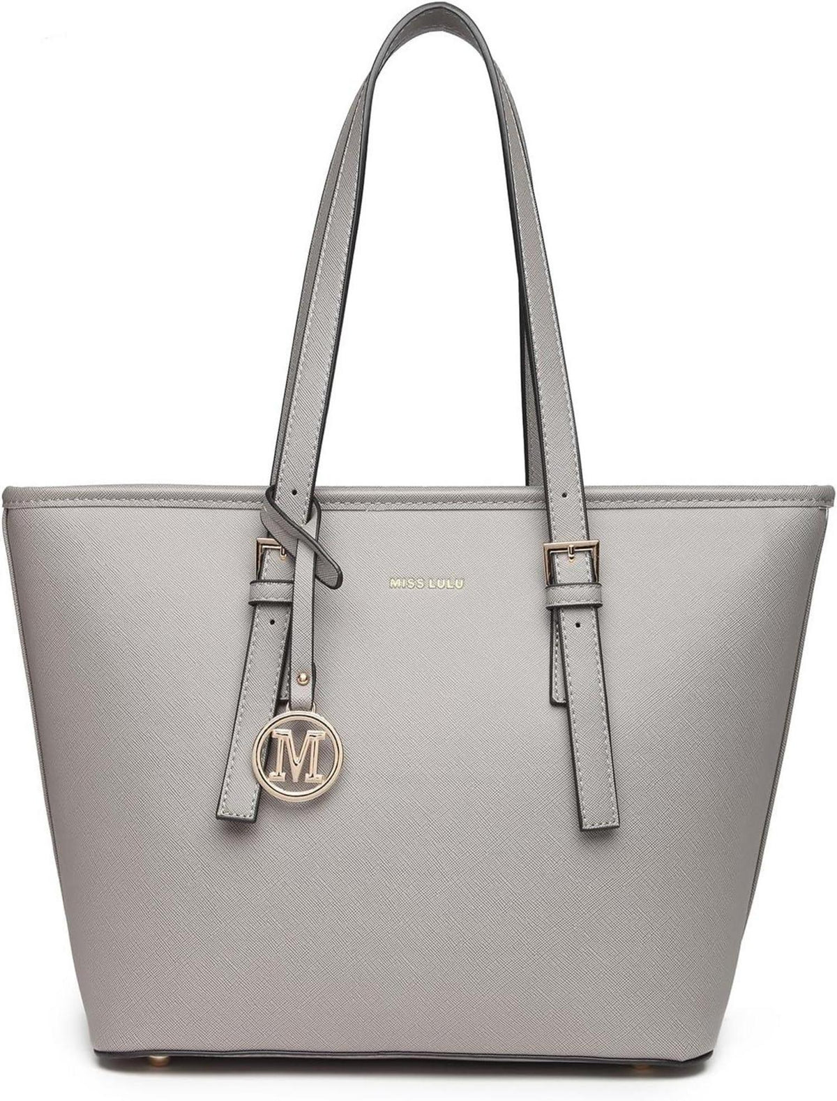 Damen Handtasche Shopper groß Kunstleder grau Henkeltasche