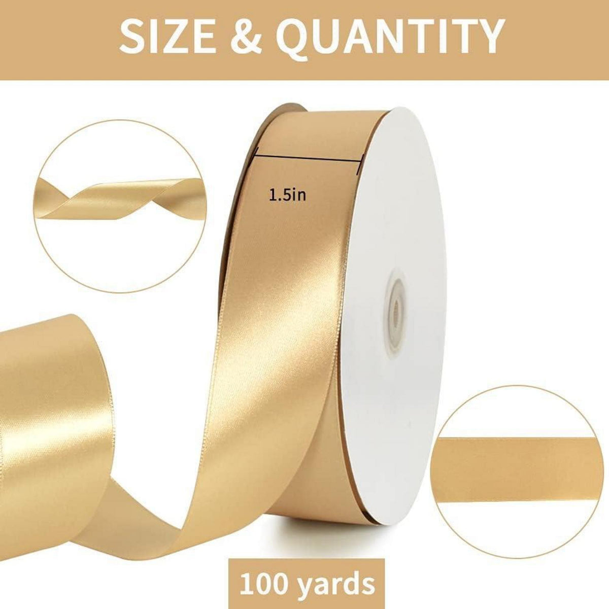 Gold Satinband 4cm x 91m – Geschenkband für Party & Verpackung