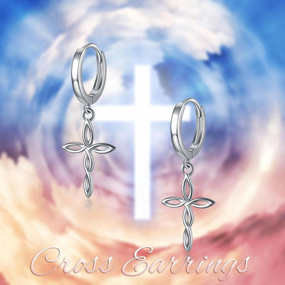 Sterling Silber Creolen mit Kreuz und Sternen, für Damen & Herren