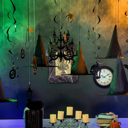 Halloween Hängewirbel Dekorationen Hexenhüte Kürbis Spinnen Geist
