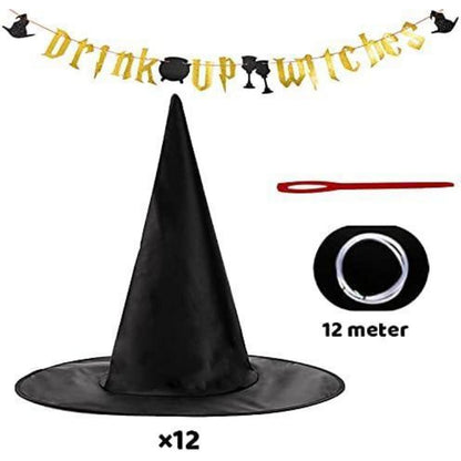 JOYIN 12 Stück Schwarze Hexenhut Dekoration für Halloween