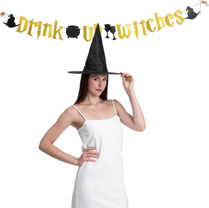 12er Pack Halloween Schwarze Hexenhut Deko für Cosplay Party
