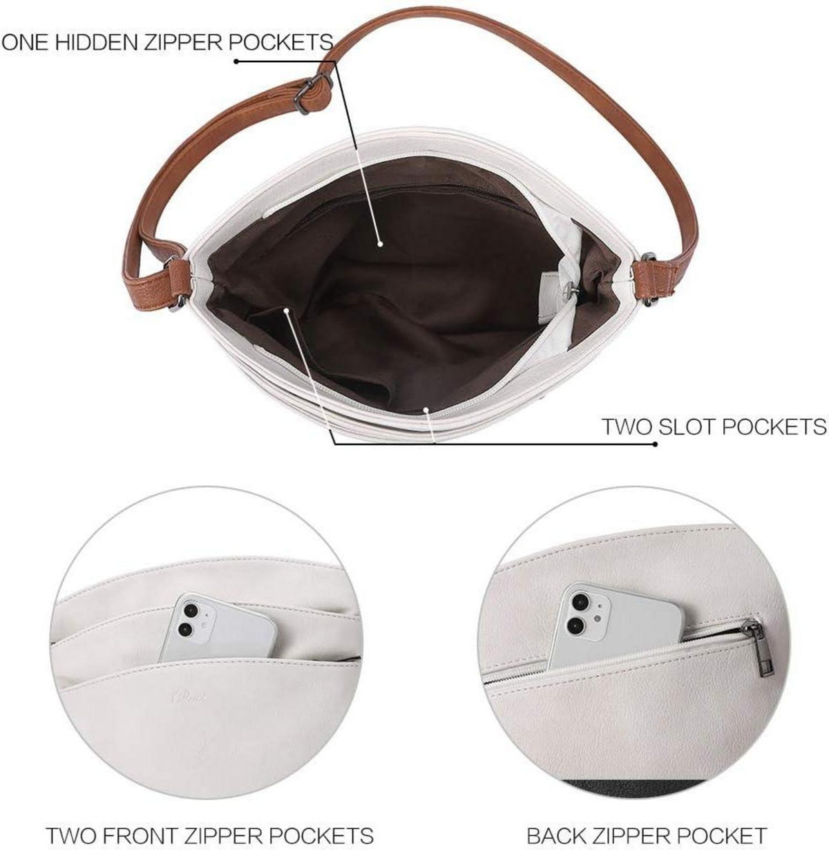 Umhängetasche Damen Crossbody Clutch Handtasche Geldbörse Beige Braun