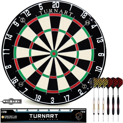 Dartscheibe Kork 45CM Steeldart 6 Dartpfeile Metallspitze