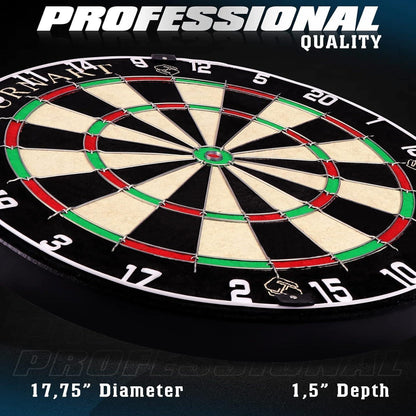 Dartscheibe Kork 45CM Steeldart 6 Dartpfeile Metallspitze