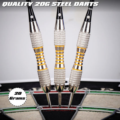 Dartscheibe Kork 45CM Steeldart 6 Dartpfeile Metallspitze