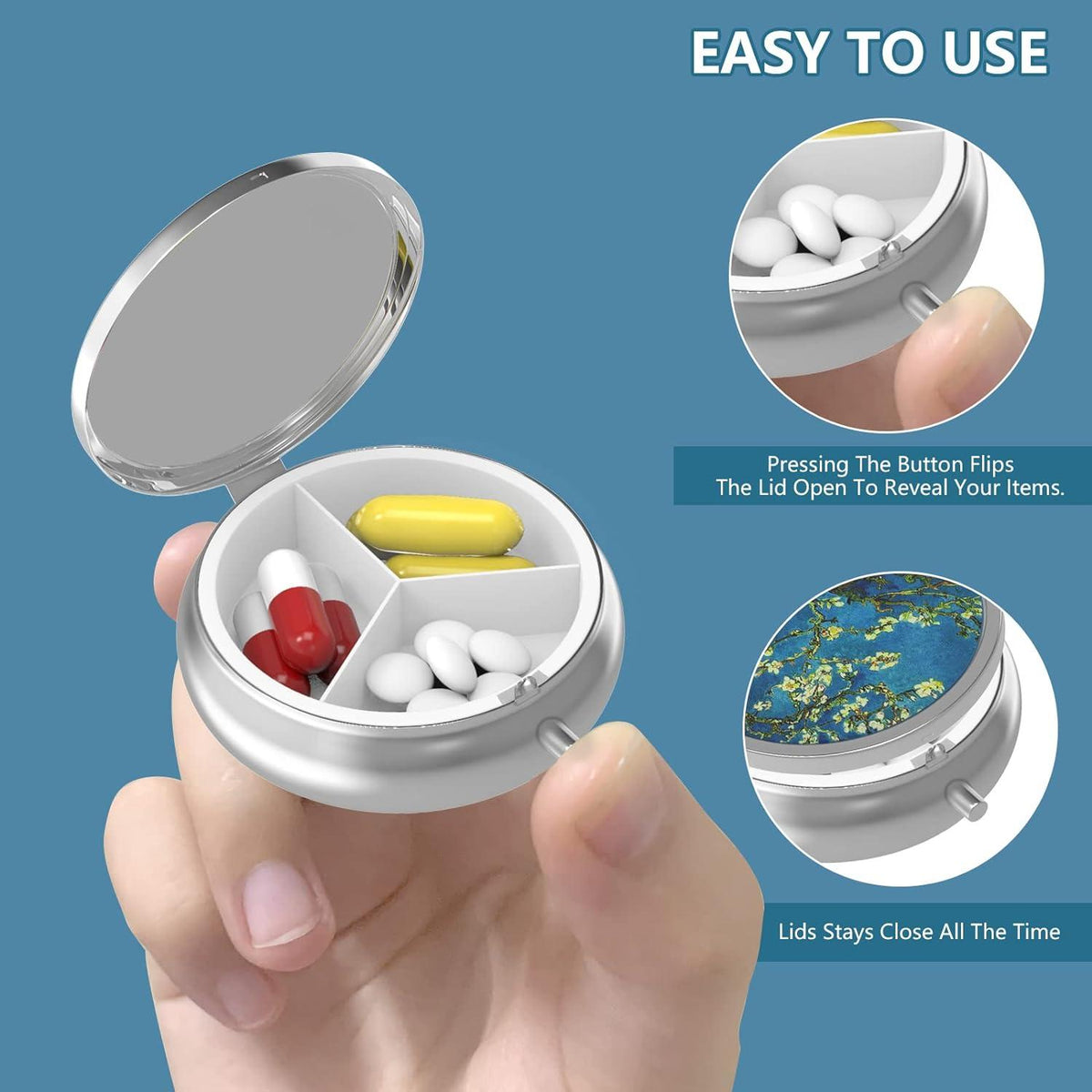 Pillendose 3 Fächer Tragbare Medizin Organizer 1 Stück