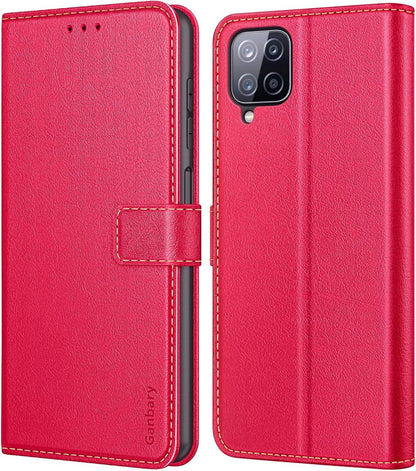 Handyhülle Samsung Galaxy A12/M12 Leder Flipcase Rot