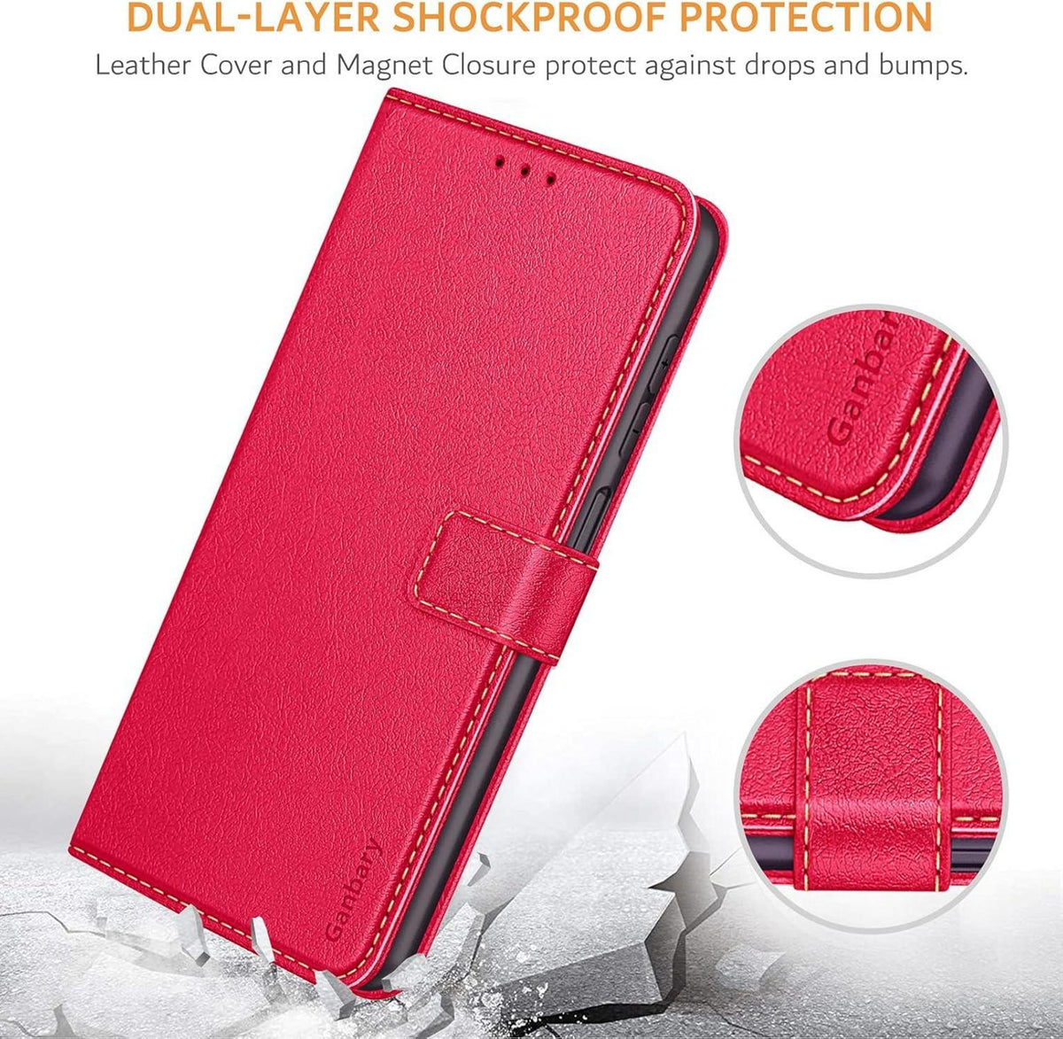 Samsung Galaxy A12/M12 Handyhülle Leder Flipcase Rot Standfunktion