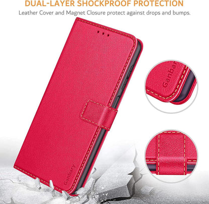 Samsung Galaxy A12/M12 Handyhülle Leder Flipcase Rot Standfunktion