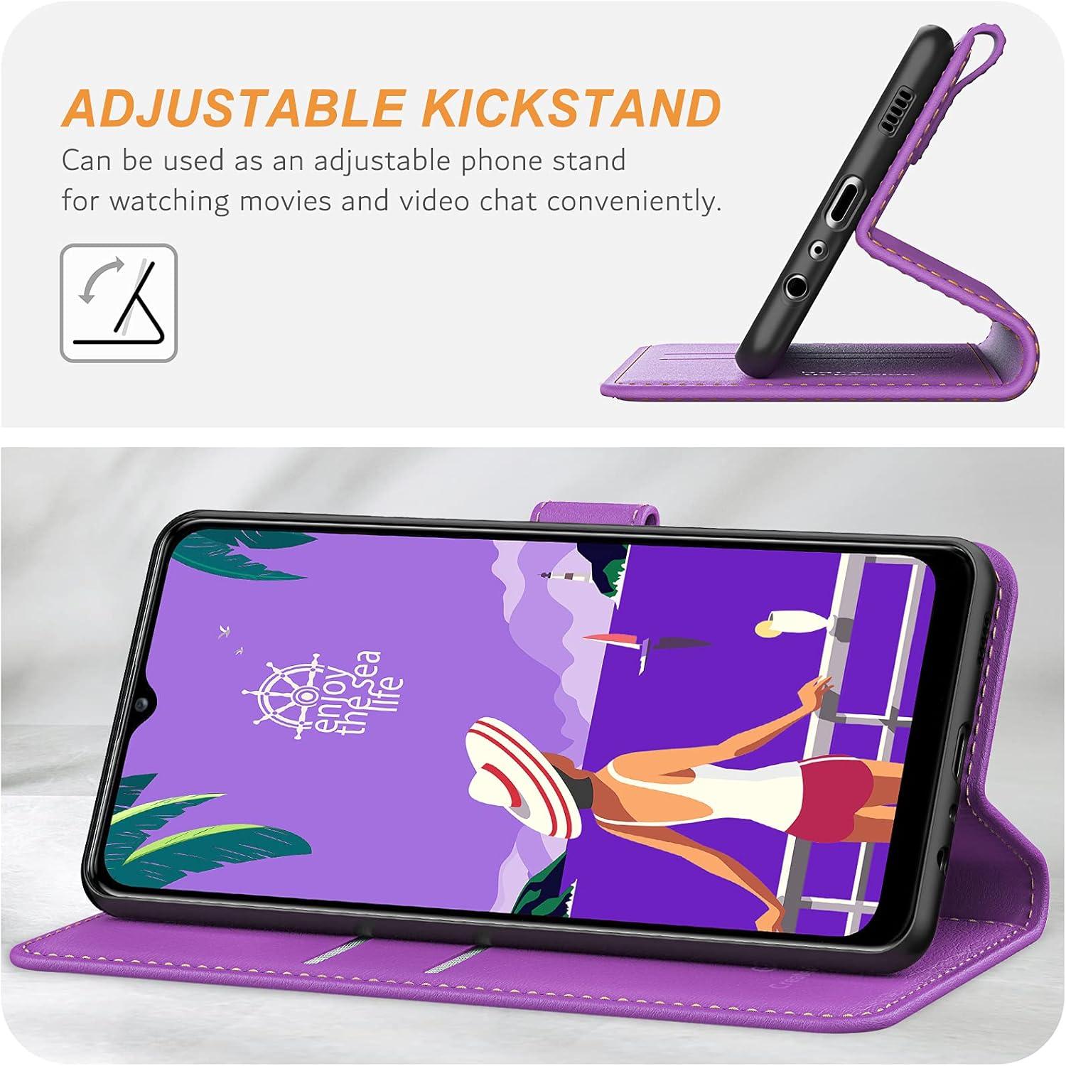 Samsung Galaxy A12/M12 Handyhülle - Premium Leder Flipcase mit Kartenschlitzen, Magnetverschluss & Standfunktion