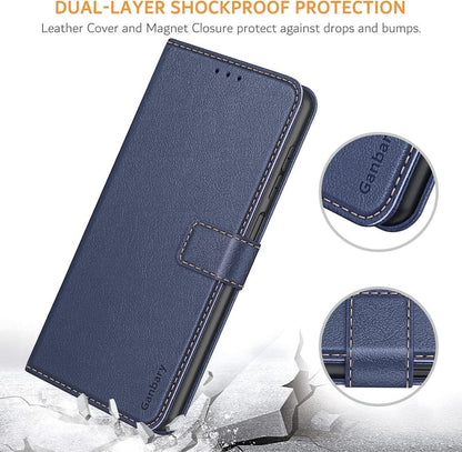 Samsung Galaxy A12/M12 Handyhülle Leder Flipcase Blau mit Kartenschlitzen & Standfunktion