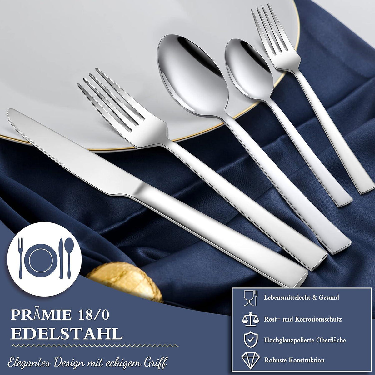 Homikit 30-teiliges Besteckset Edelstahl für 6