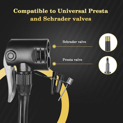 Tragbare Fahrradpumpe mit Manometer, 160 PSI Standpumpe