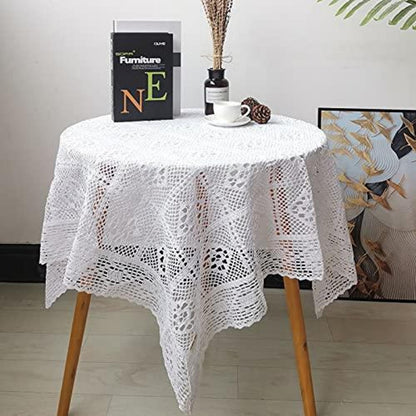 Weiße Häkelspitzen Tischdecke 140x140 cm – Vintage & Dekorativ