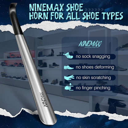 NINEMAX Schuhlöffel Edelstahl 42cm 2er Pack - Stabiler Shoe
