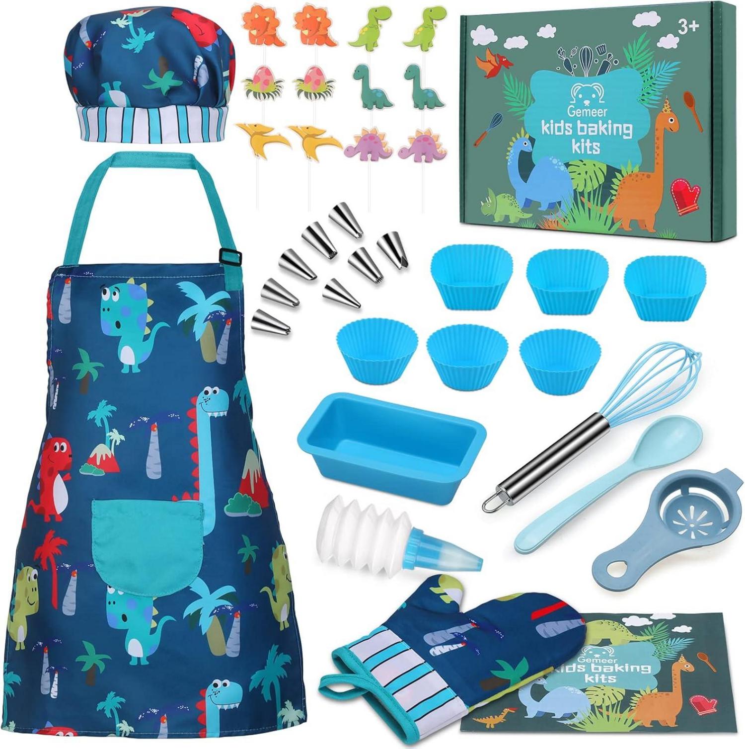 Kinder Koch- und Backset 34-teilig Schürze Kochmütze Ofenhandschuh 3-7