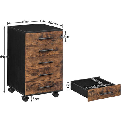 Aktenschrank Rollcontainer 5 Schubladen Holz Büroschrank
