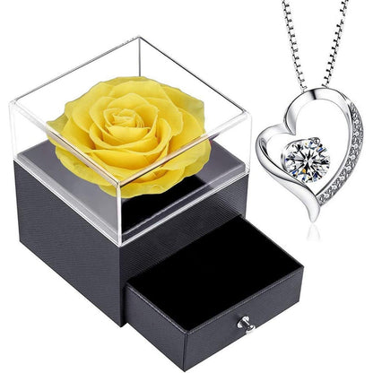 Infinity Rose Gelbe Rose mit Kette und 925er Sterling Silber